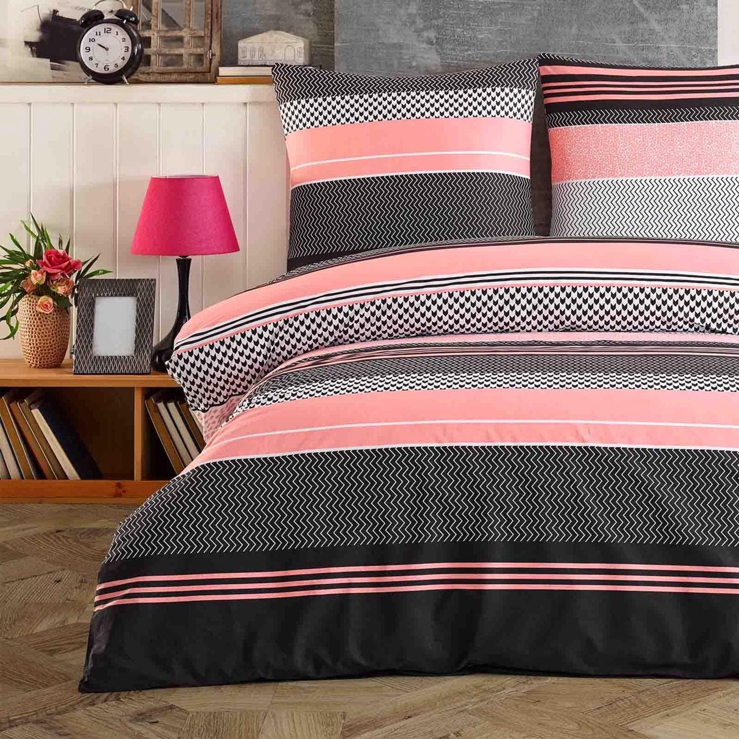 Duraxl Dekbedovertrek - Katoen - 155 x 220 cm - Patroon Roze