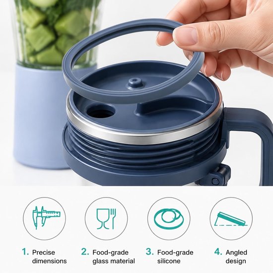 5-delige vervangingsset voor tumbler en smoothie blender, siliconen afdichtpluggen, lekbestendige herbruikbare glazen buis, voedselveilig en duurzaam — afbeelding 2