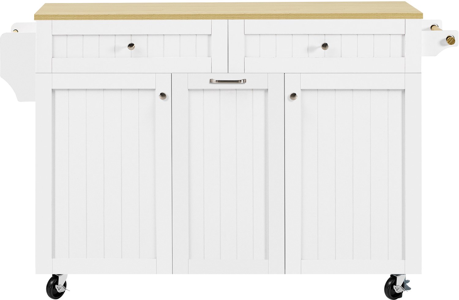 MUVANO Wit keukeneiland op wielen - Uitschuifbaar en inklapbaar werkblad - Met lades - MDF en spaanplaat - 140 x 40–70 x 92 cm - Voor keuken en eetkamer