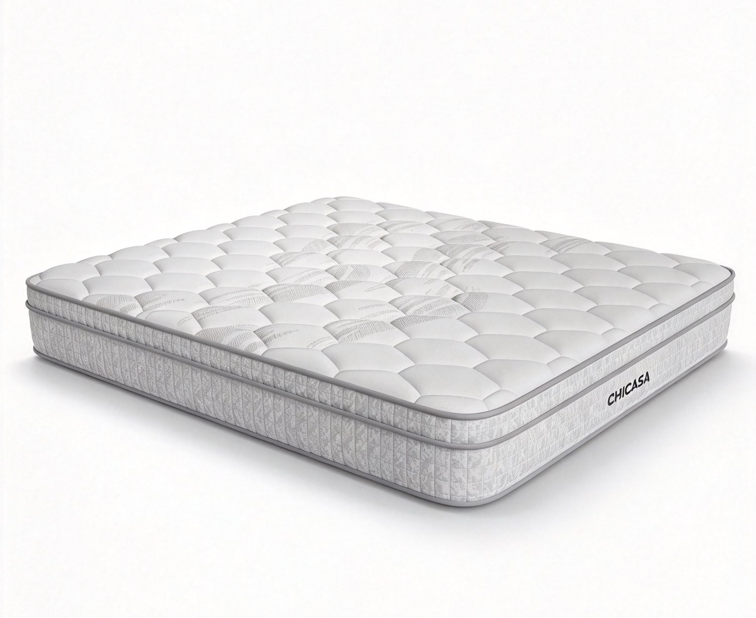 chicasa Matras 180x200x30 cm – Pocketveringmatras – 22 cm veerlaag – Gel Traagschuim – H3 hardheid – Oeko-Tex Grijswit