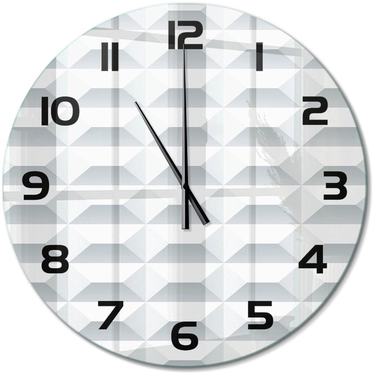 TULUP Wandklok - Geometrische achtergrond Gekleurde Glazen Klok - fi60 cm - Wit Glazen Klok Met Print - Zwarte handen - Ronde Klok - Moderne Wandklok Glas - Wandklok Glas Decoratie