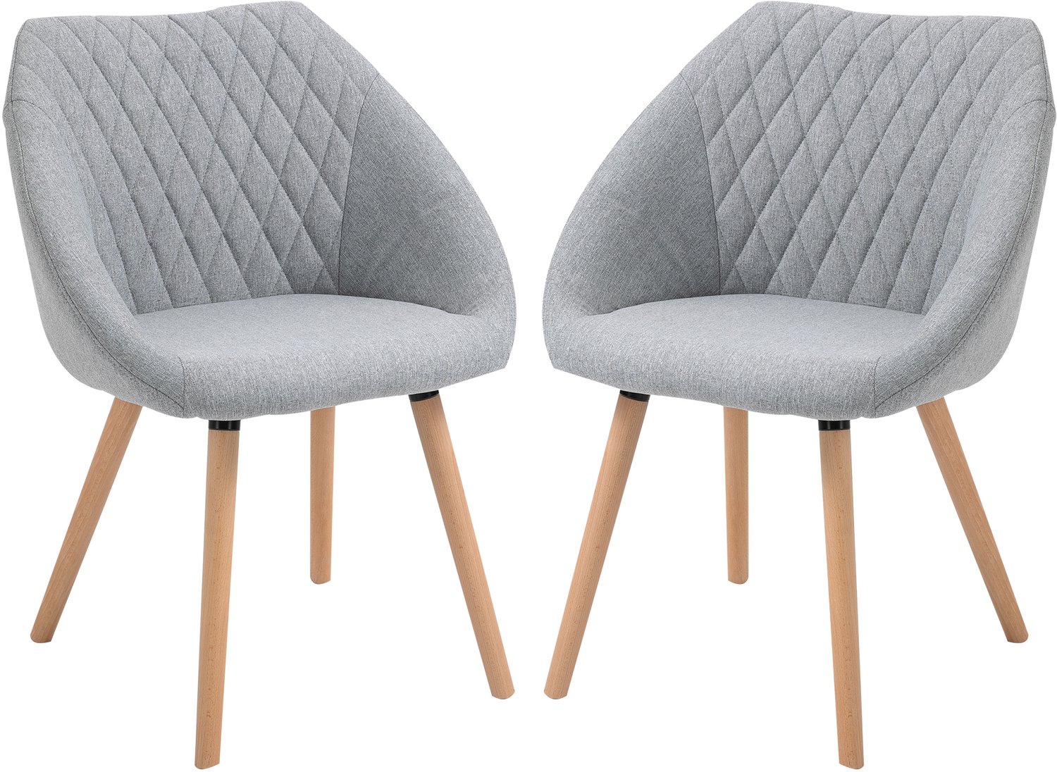 Lunpog Eetkamerstoelen, Scandinavisch design, 2 stuks, linnen, grijs | Taps toelopende poten van beukenhout, zitting, rugleuning, ergonomische armleuningen Gris