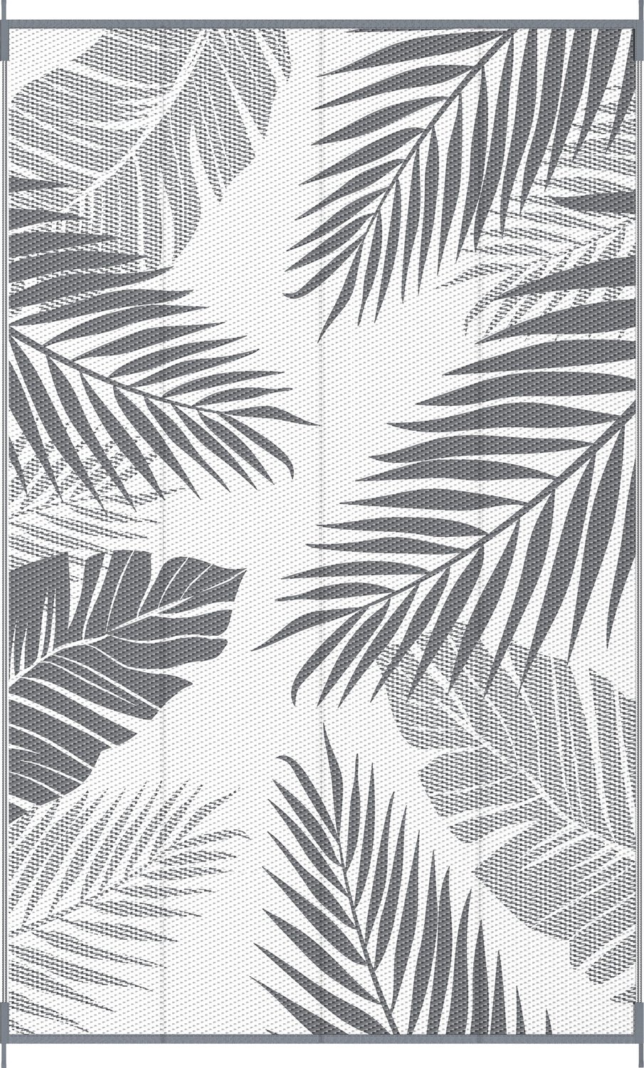 GENIMO Buitentapijt 120x180 cm-Dubbelzijdig met bladmotief-Antislip en eenvoudig te reinigen-Geschikt voor terras en balkon-Grijs/wit
