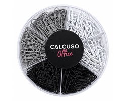Paperclips zwart, wit & grijs – 480 stuks, 6 kleuren elk 80 stuks – paperclips zwart, wit & grijs voor kantoor, school & thuis