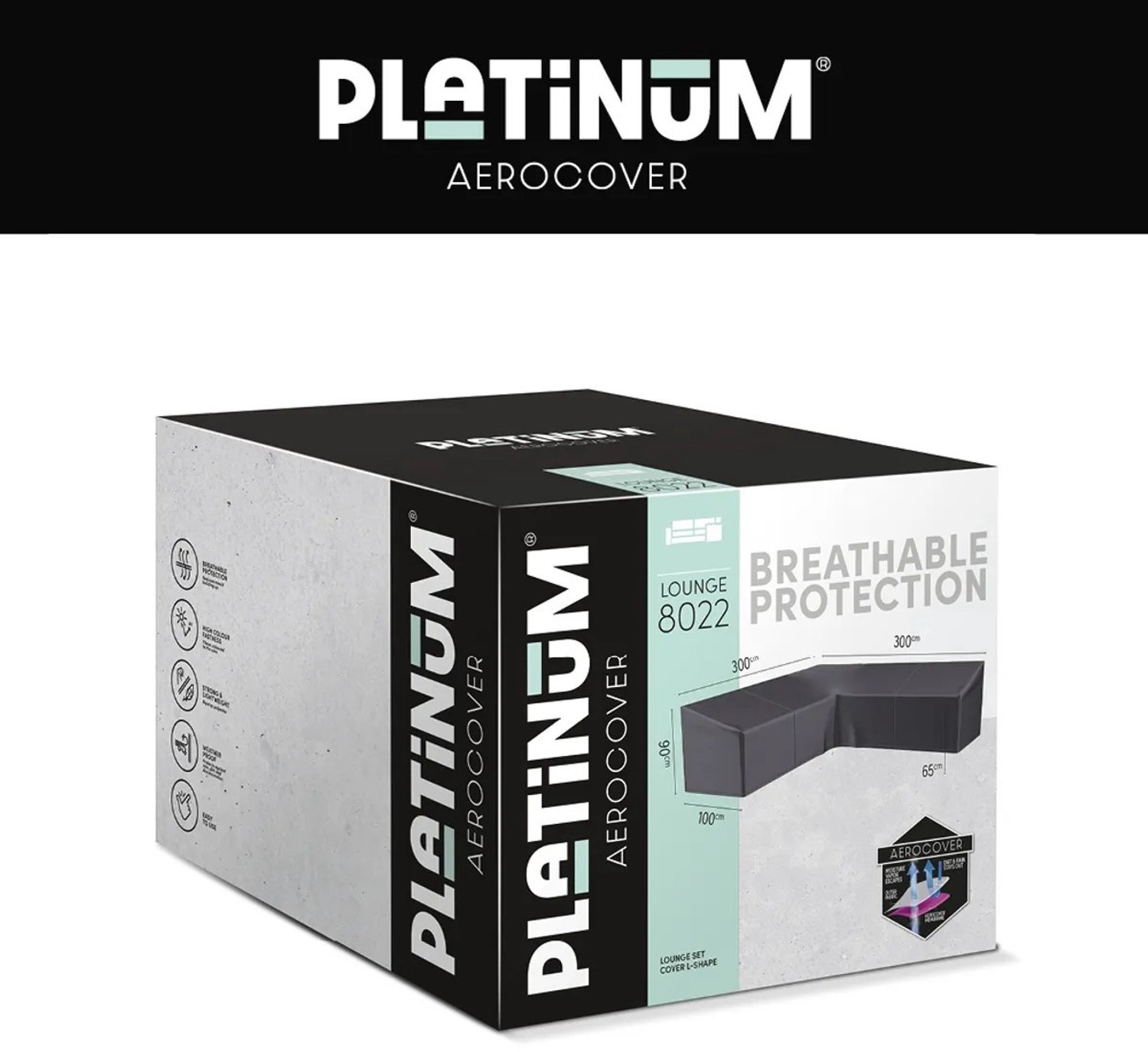 Platinum AeroCover Loungehoes L HB 300x300x100xH65/90 Antraciet