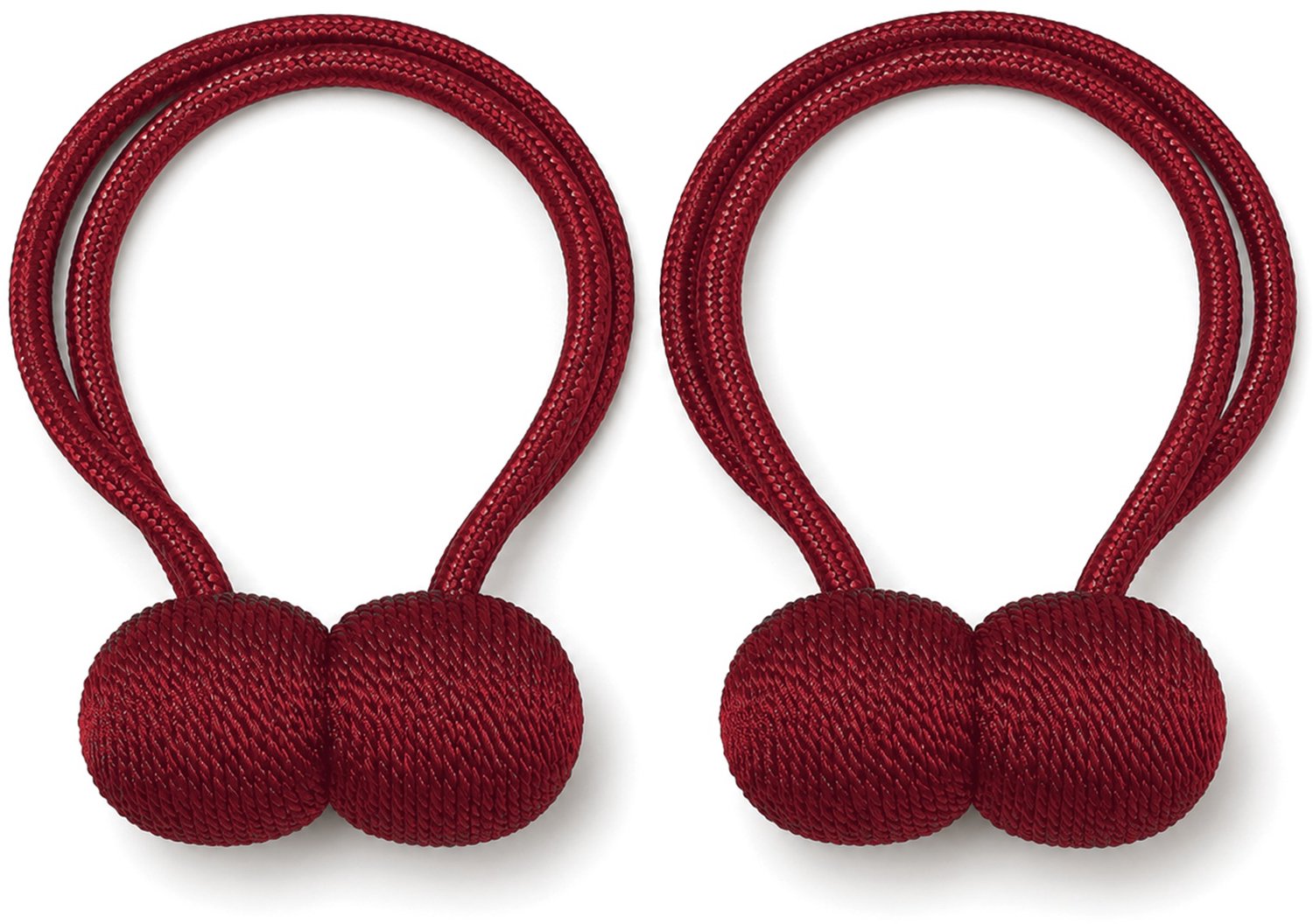 LuxeBass Gordijn Embrasse Magnetisch - Set van 2 - Gordijnhouder met Magneet - Gevlochten Koord 46 cm - Rood