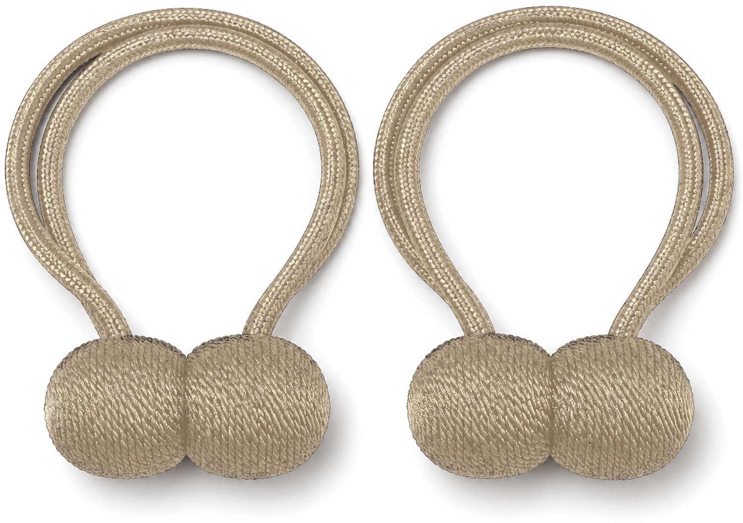 LuxeBass Gordijn Embrasse Magnetisch - Set van 2 - Gordijnhouder met Magneet - Gevlochten Koord 46 cm - Beige