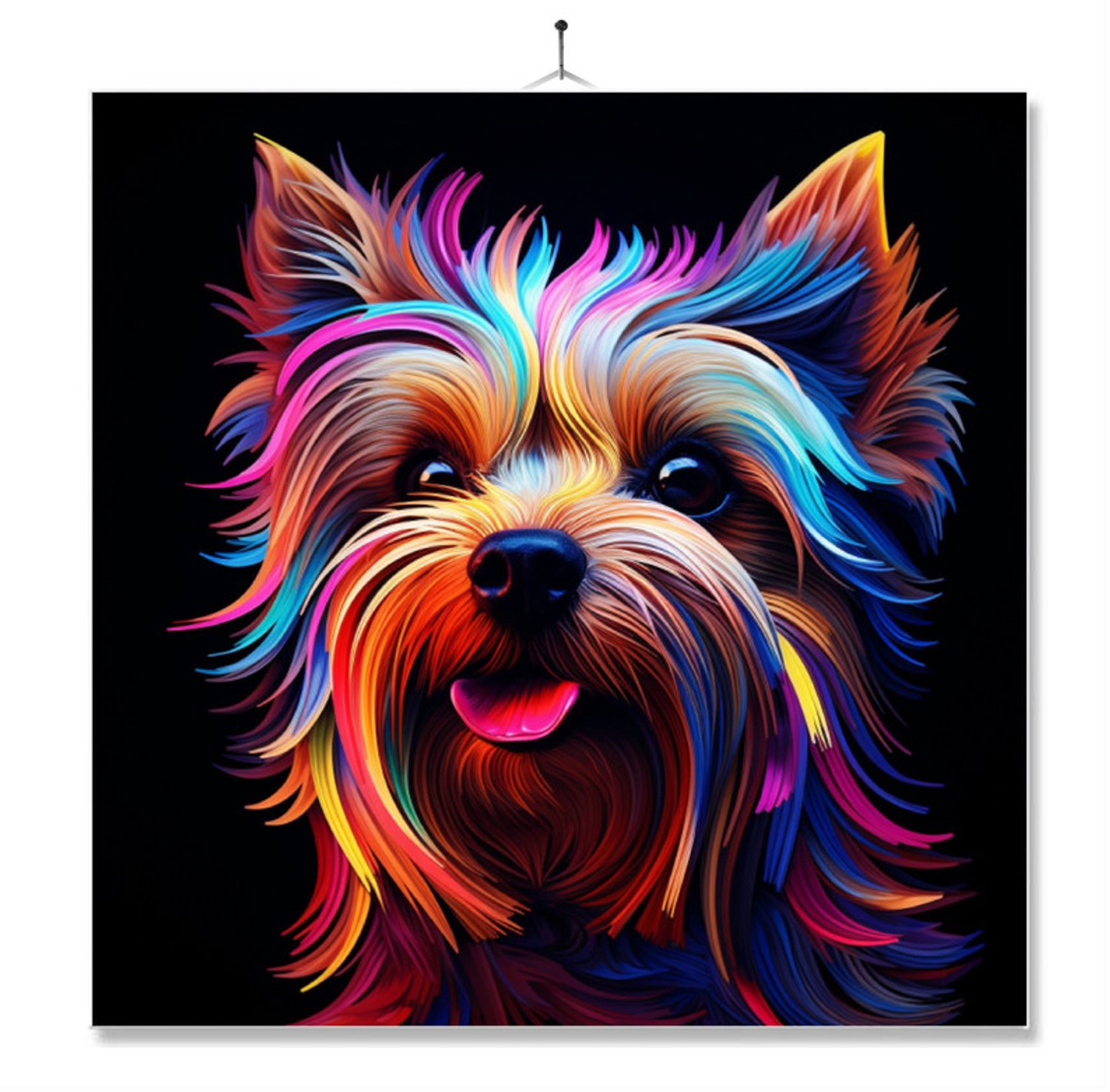 MC Living Tegel Met Opdruk | Geschenk | Dier | Neon Kleuren | Art | Yorkshire Terrier Ontwerp 2