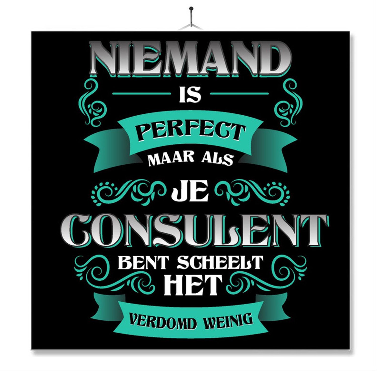 MC Living Tegel Met Opdruk | Kado | Cadeau | Niemand Is Perfect | Beroep | Consulent Multi-Color