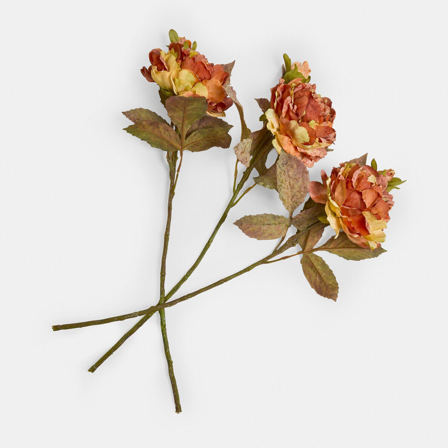 Loberon Decoratieve bloem set van 3 Ambrayelle oranje/groen