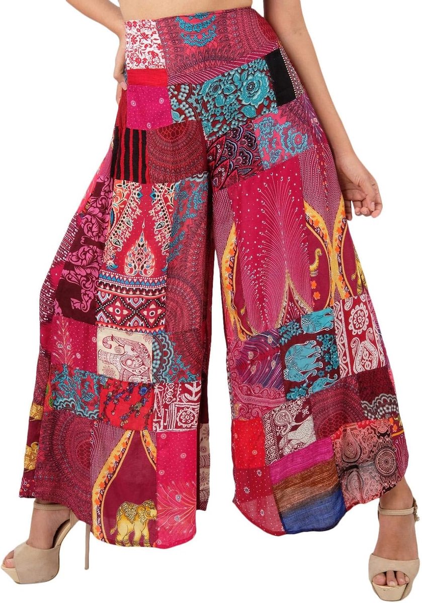 Palazzo harembroek voor dames, patchwork, wijde pijpen, yoga, hippie