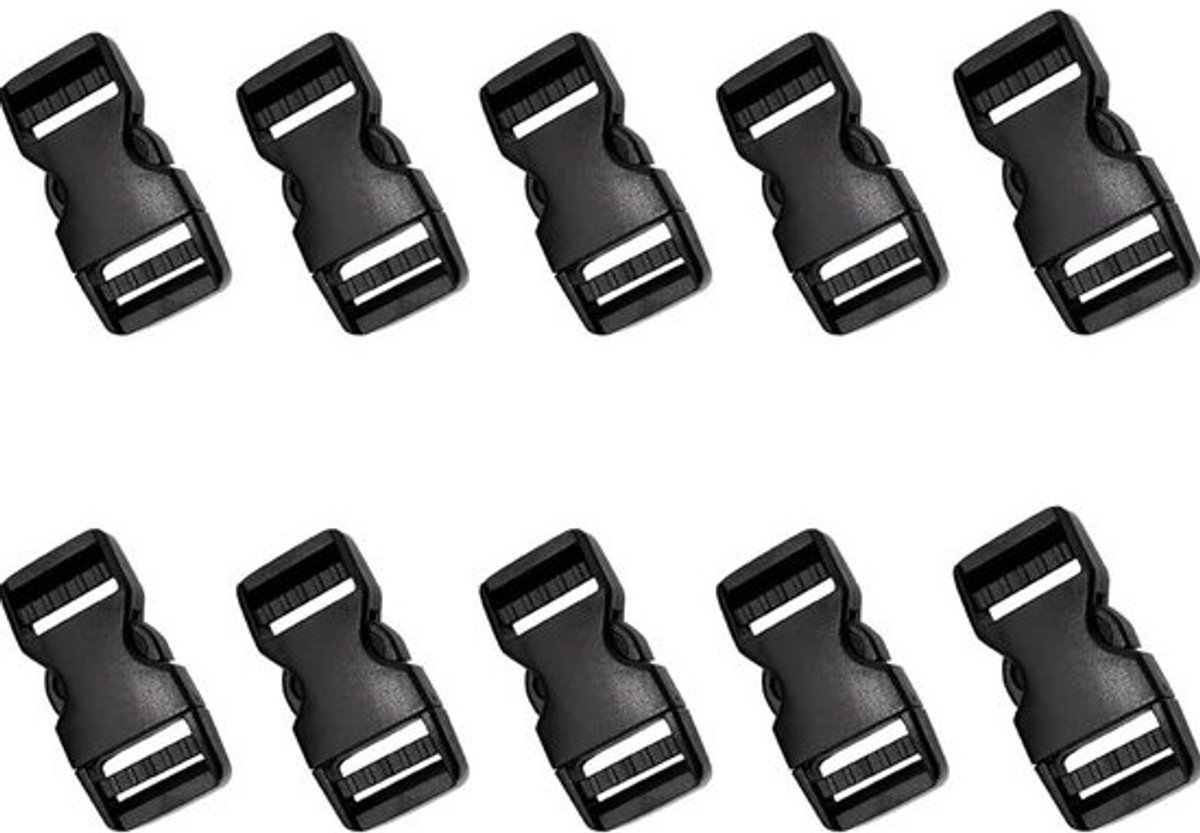 Plastic Gespen - Snelsluitingen Clips - Tassen Repareren - Zonder Naaien - 10 Stuks 25mm - Zwart