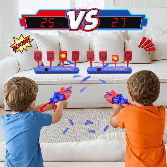 Schietdoel speelgoed met pistool automatische reset LED geluidseffecten en 20 pijltjes voor Nerf speelgoedwapens — afbeelding 4