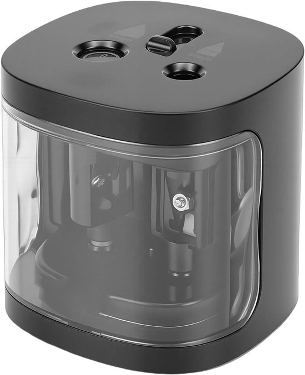 Elektrische Puntenslijper - Automatische Slijper Dubbel Gat - Potloden Slijpen - Roestvrijstalen Messen - 6-12 mm - Zwart