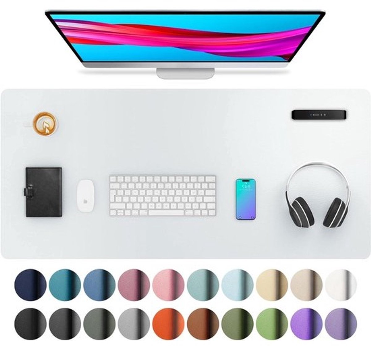 Bureau Onderlegger - Bureau Mat - Bureau Beschermen - Waterproof PU Leer - 91 x 43 cm - Grijs