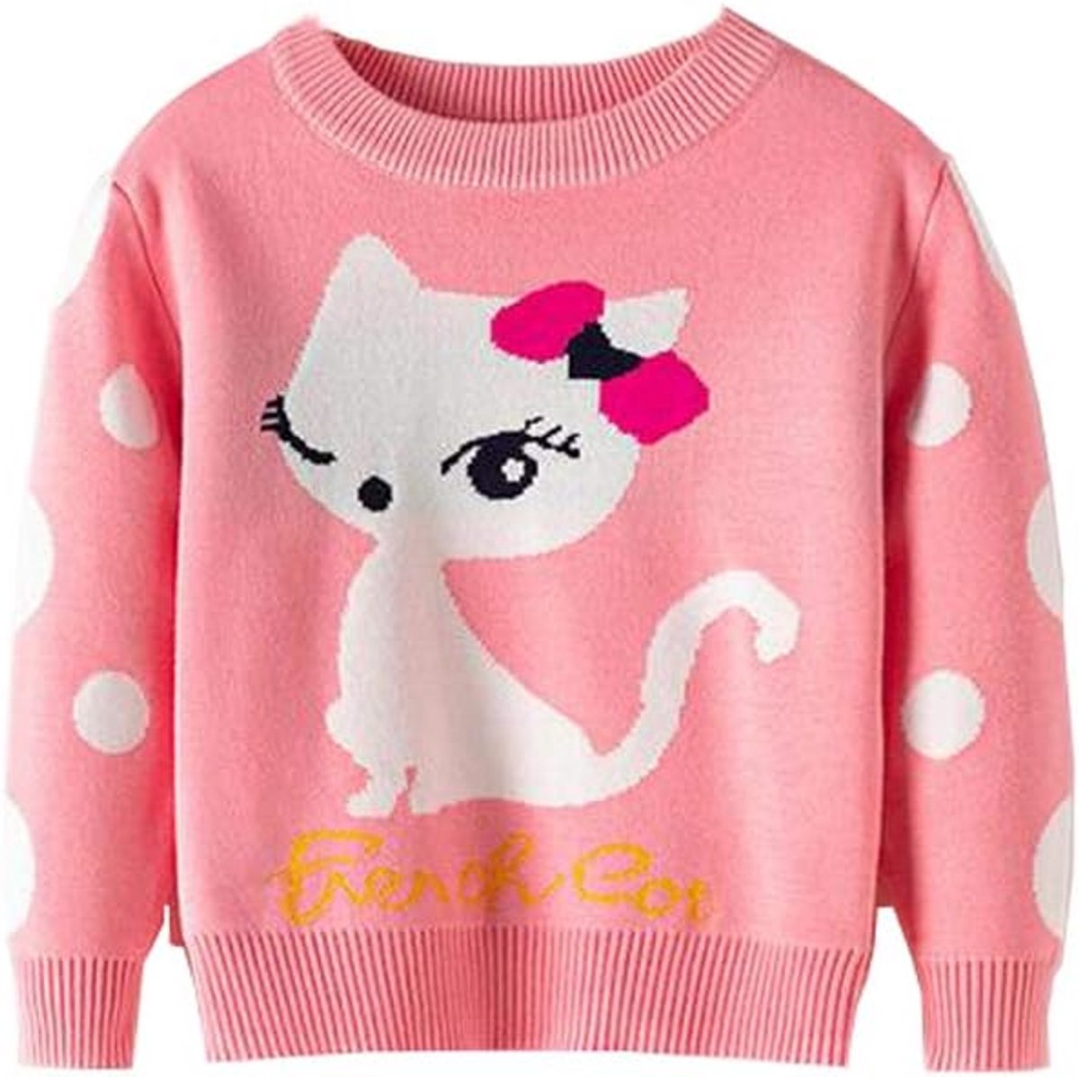 Pullover voor meisjes, baby, Kerstmis, kinderen, ronde hals, lange mouwen, voor herfst en winter. - roze - Taille Unique