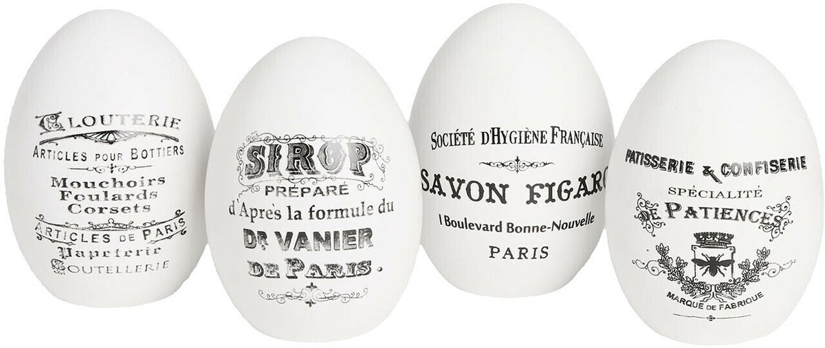 LOBERON Paasei set van 4 Maison Vélour wit