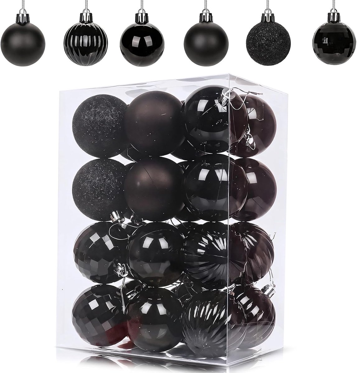 Kerstballen decoraties kerstbal ornamenten (zwart, 60mm/2.36inch)