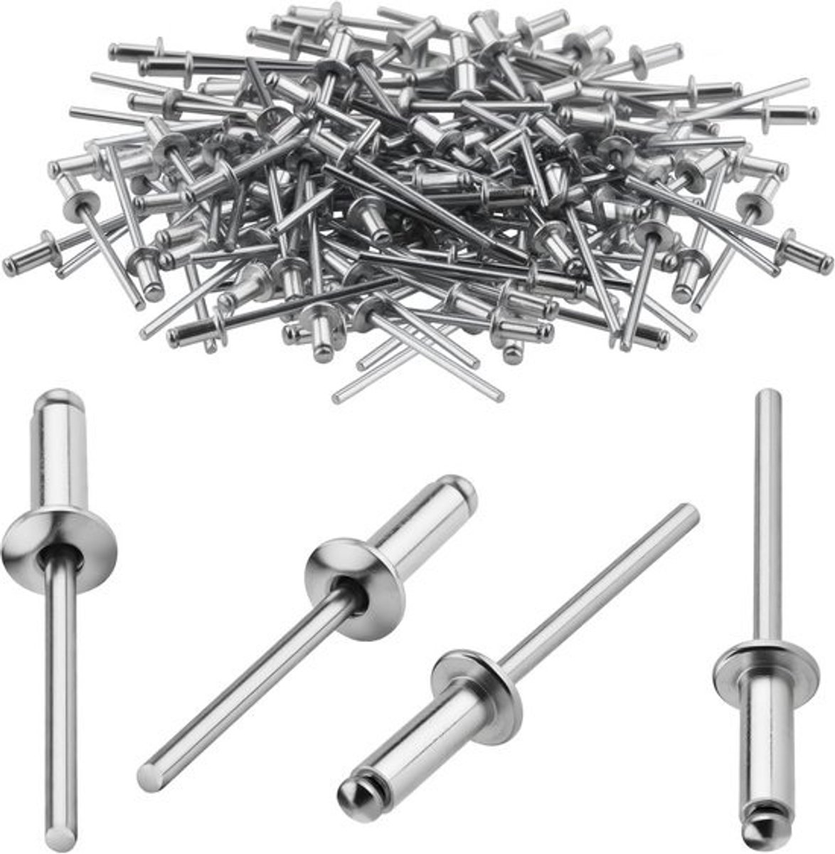 120x Popklinknagels Aluminium 4,8 x 10 mm Blindklinkerset voor Montage en Reparatie