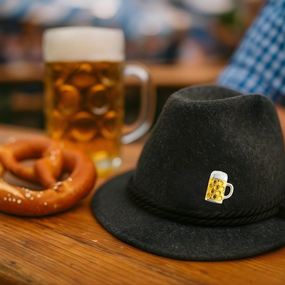 Pinnen voor bierglas, broche voor Beierse feest, origineel biercadeau voor heren, kostuum voor Oktoberfest, originele humor, rockpinnen, realistisch 3D-effect