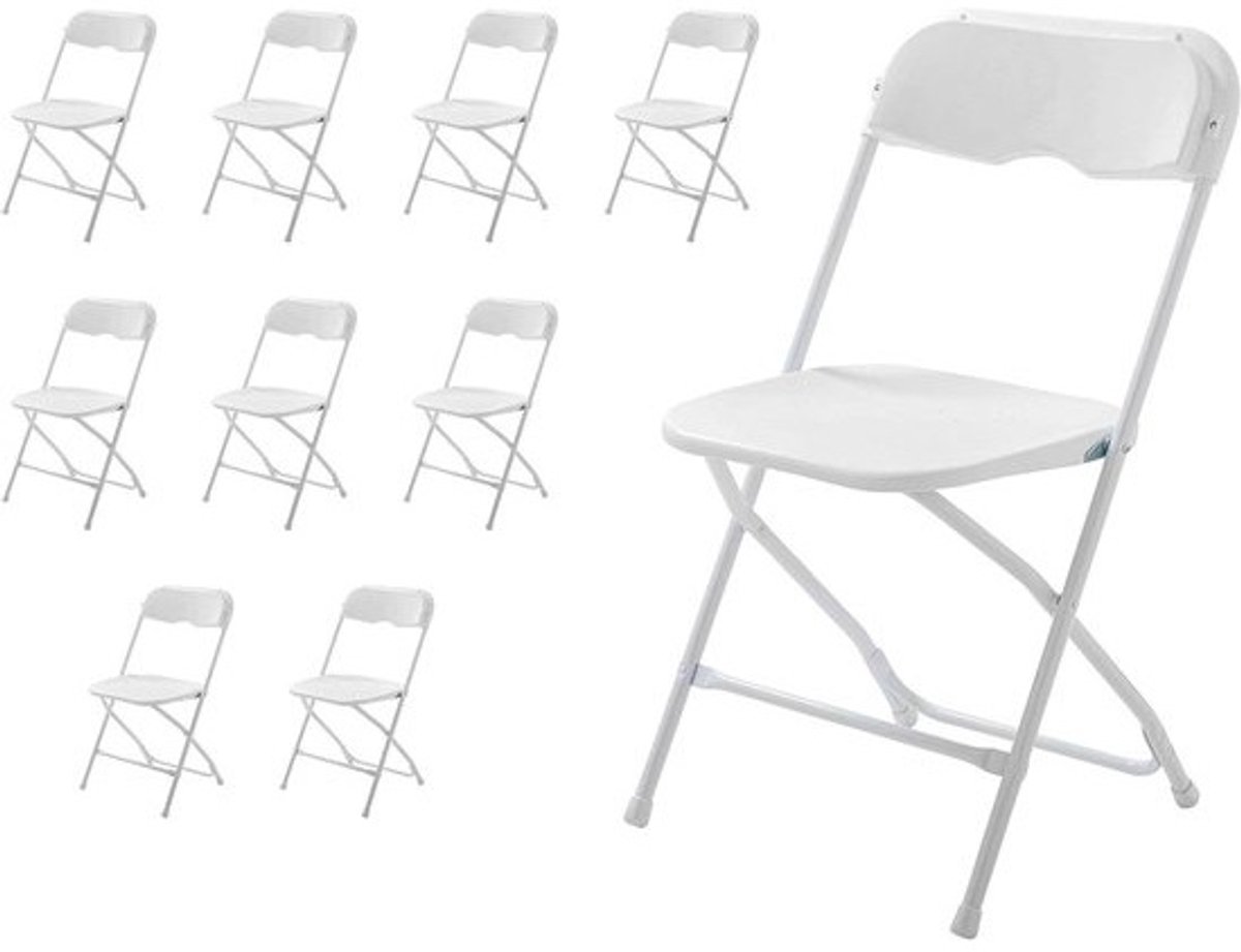 Klapstoelen - Ontvangststoelen Vouwstoelen - Extra Zitplaatsen Creëren - Stalen Frame HDPE Zitting - 10 stuks - Wit