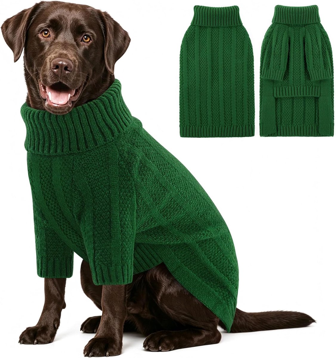 Hondentrui, XL, coltrui met lange mouwen voor labrador, Golden Retriever, Border Collie (Groen, XL)