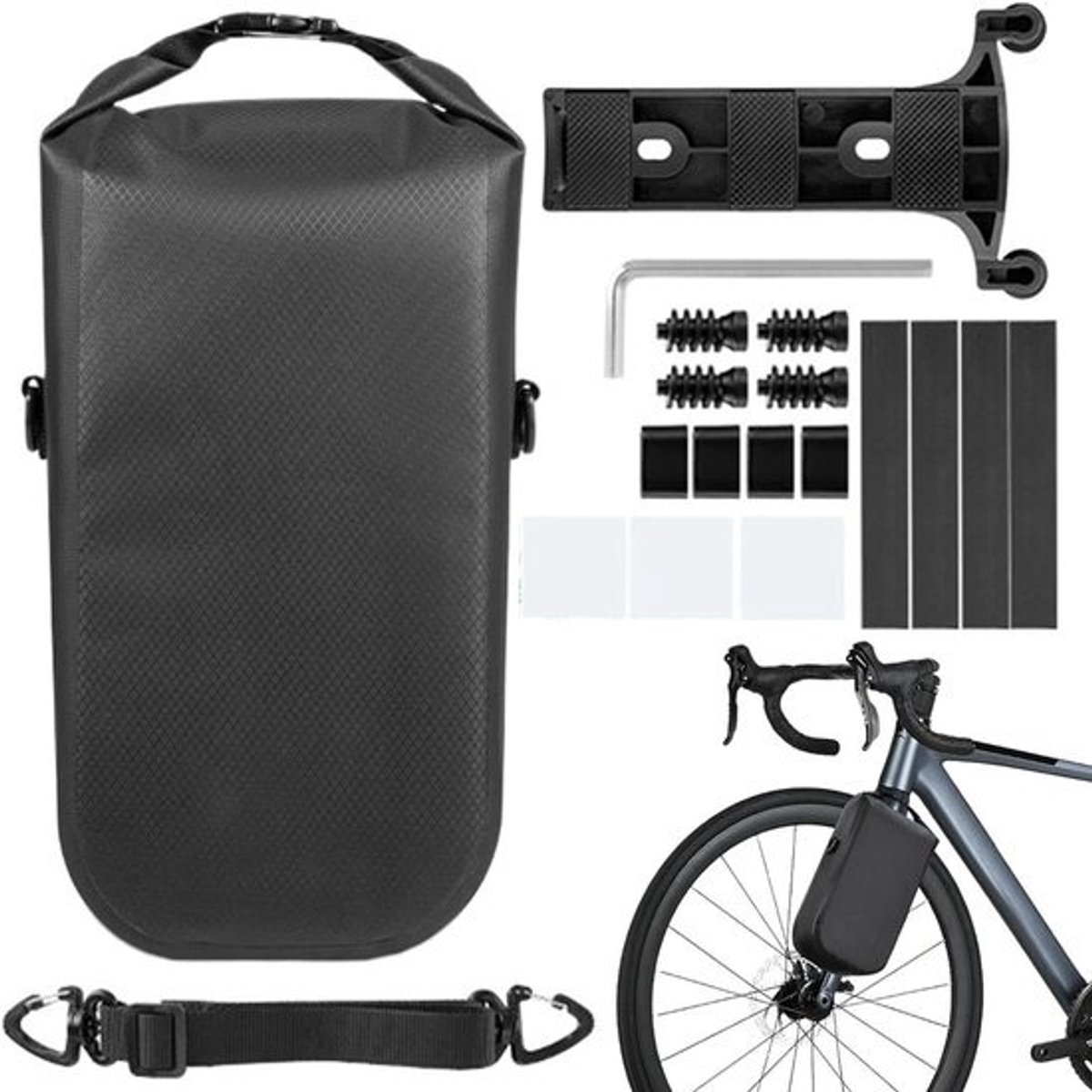 Fiets Vorktas - Pannier Schoudertas - Fietsen Opbergen - Waterdicht TPU Materiaal - 5.5 Liter Capaciteit - Zwart
