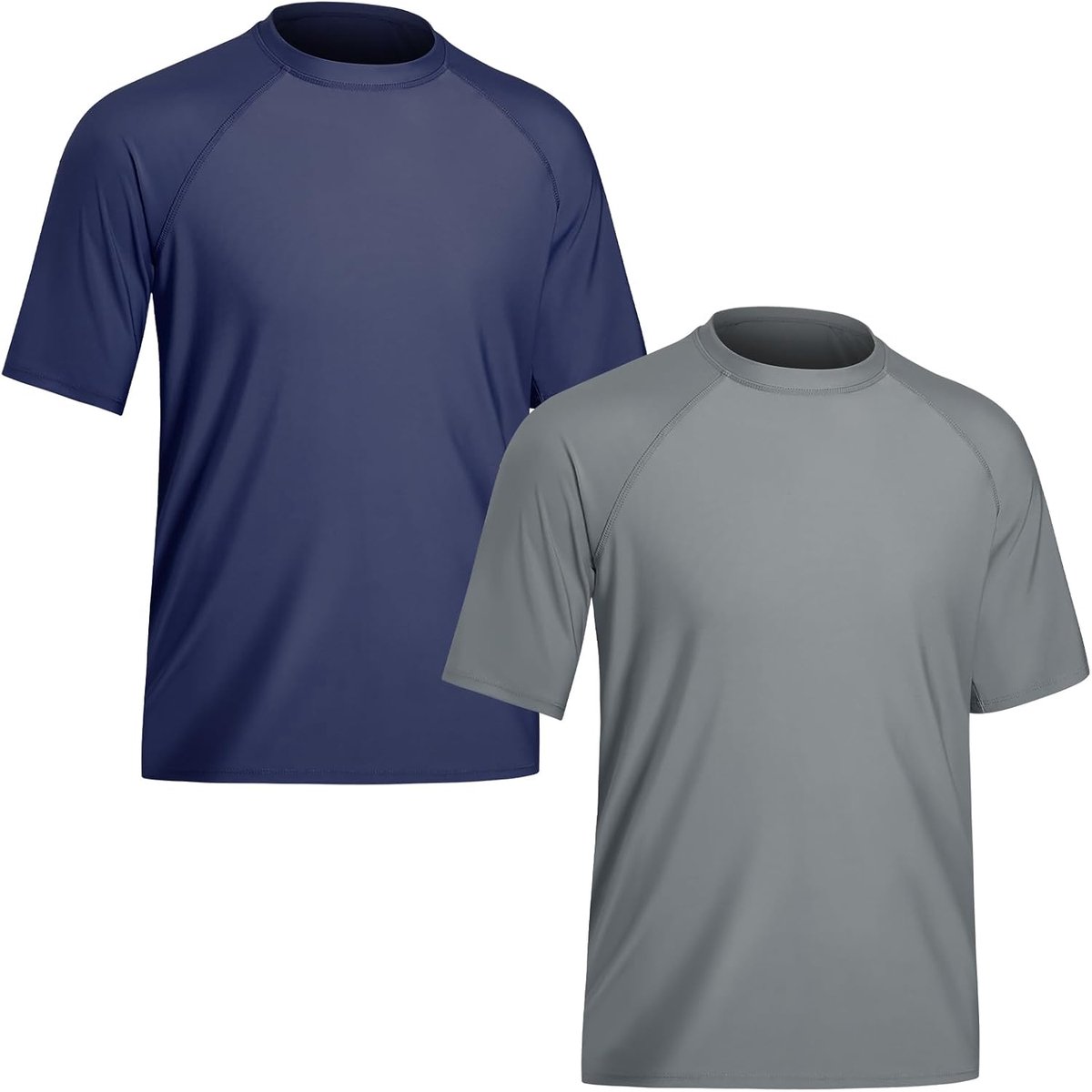 2-Delig Heren Zwemshirt UV Shirt met Korte Mouwen UPF 50+ Zwemkleding Sneldrogende Zwem Tops Badmode Rash Guard Shirts