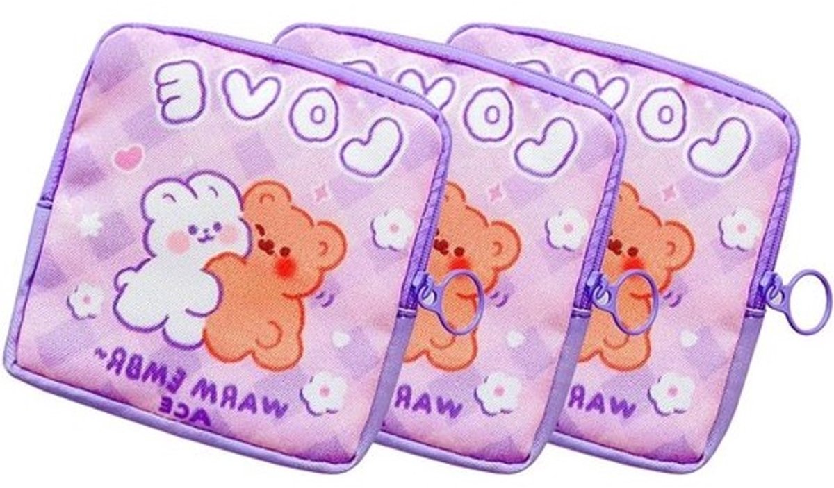 Maandverband Opbergtas - Tampon Houder - Hygiënisch Opbergen - Met Handvat - 12x12x1.5cm - Paars