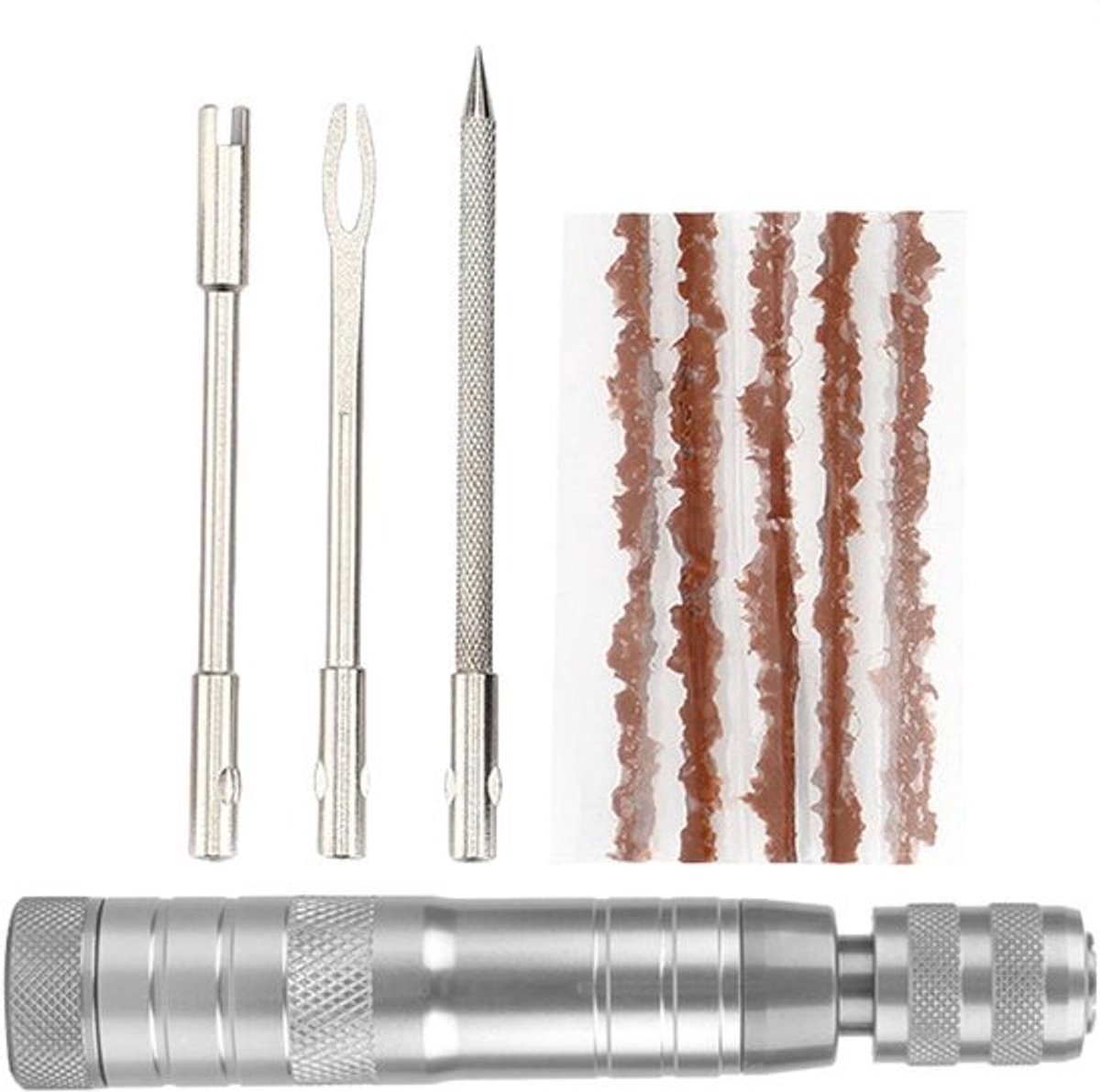 Band Reparatie Set - Lekke Band Herstel - Onderweg Repareren - Universele Compatibiliteit - 11 cm Lengte - Zilverkleurig