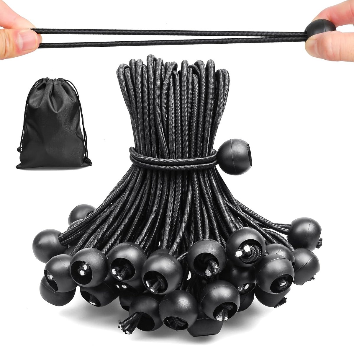 Moinkerin 50 stuks elastische spanbanden, 15 cm, voor dekzeilen, campingtenten, luifels en opslag buiten