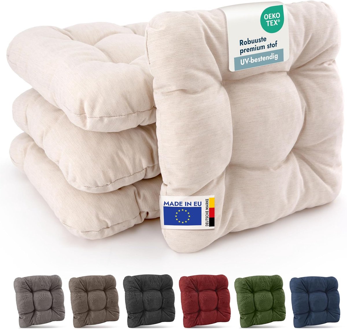 Set van 4 Premium Stoelkussen UV-bestendig voor Tuinstoel