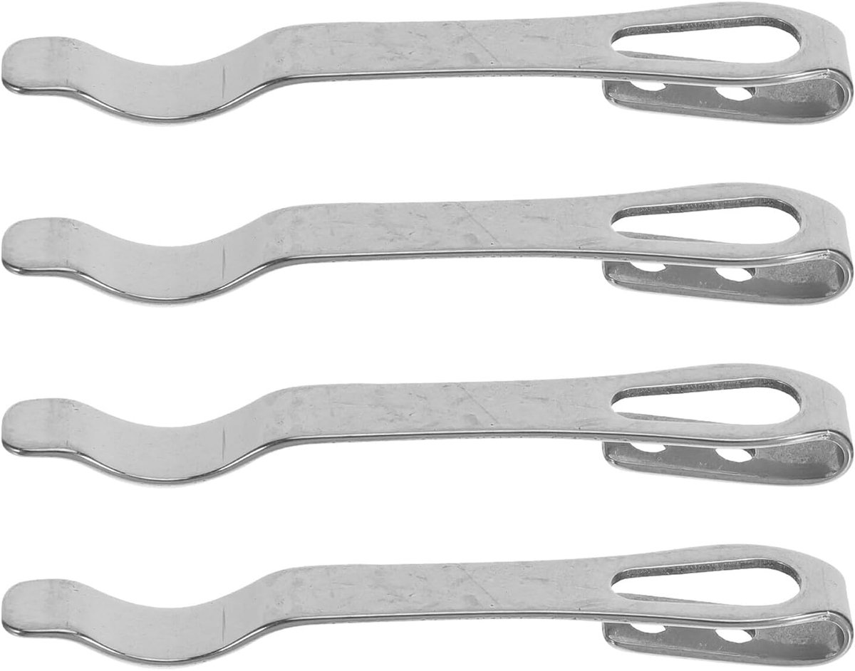 4 stuks roestvrijstalen zakclip, universele zakclip voor gereedschap, messen, portemonnees, doe-het-zelf accessoires, roestvrij staal, compact, duurzaam, eenvoudige montage, veelzijdig voor