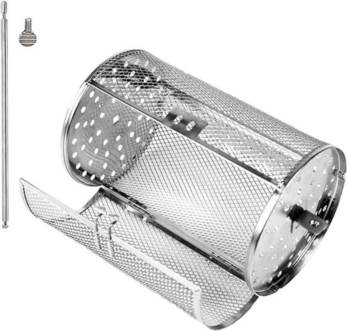Grillmand - Rotisserie Kooi - Buiten Koken - 360 Graden Rotatie - 14.6 x 15 x 14.6 cm - Zilver