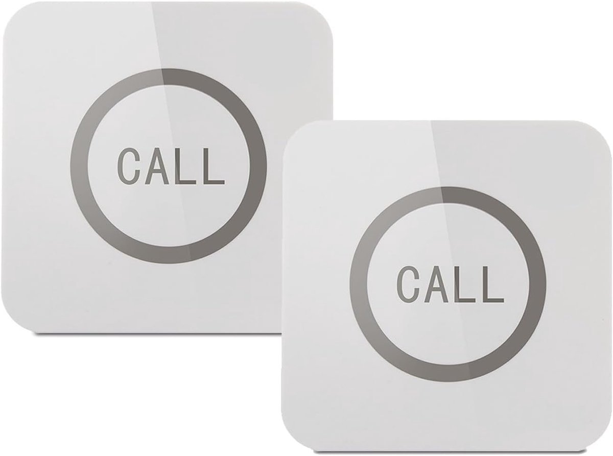 Draadloos oproepsysteem, kelner-oproepsysteem, restaurant, waterdichte pager voor restaurants, hotel, café, bar, waterdichte draadloze gespreksknoppen, 2-pack