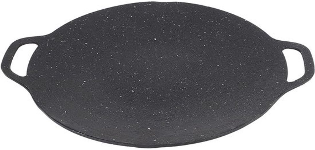 BBQ Grillpan - Ronde Bakplaat - Buiten Koken - Anti-aanbaklaag - 33 Cm - Zwart