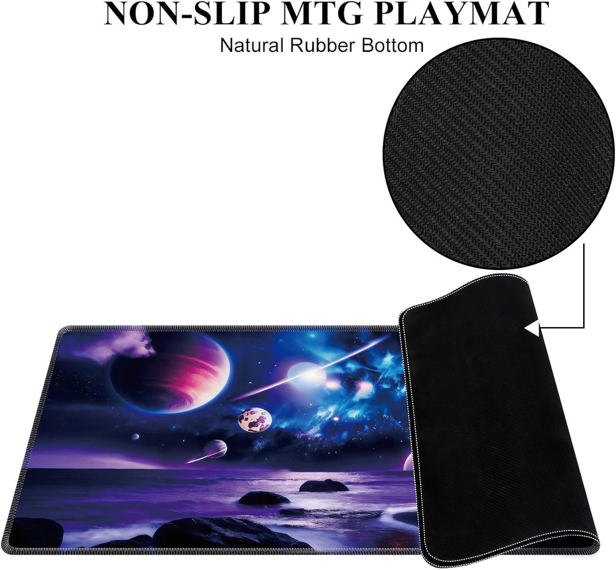 Speelmat, 61 cm x 35,6 cm speelmat voor TCG MTG kaartspelmat, genaaide randen, MTG speelmat met zones, gladde rubberen oppervlak, gevechtsspelmat (Stern)