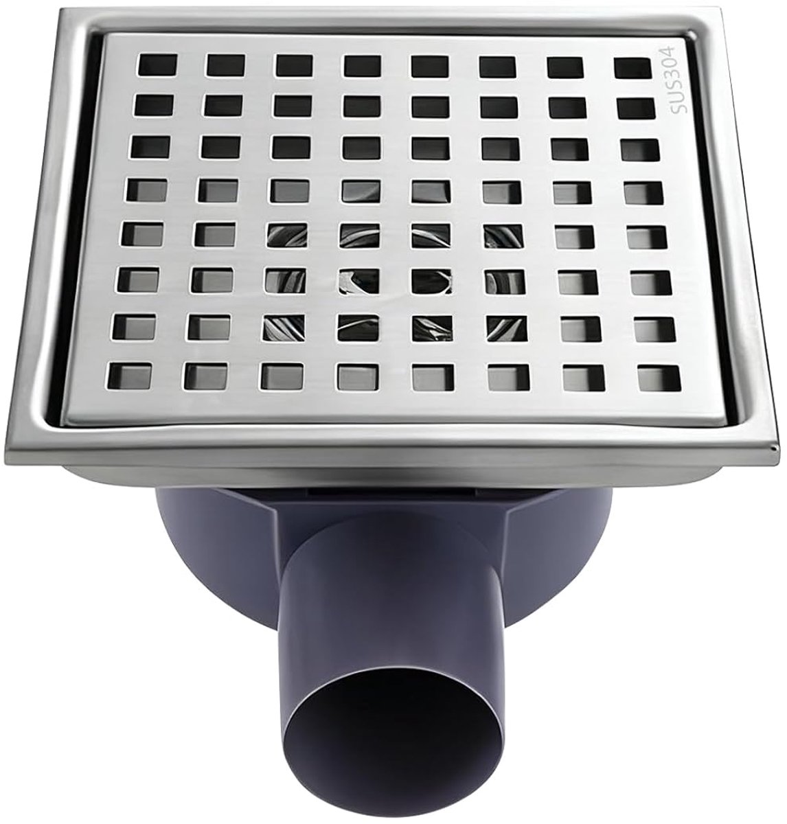 vierkante bodemafvoer van 15 cm x 15 cm, roestvrij staal, vloerafvoer voor douche, binnenafvoer, terras, doucheafvoer