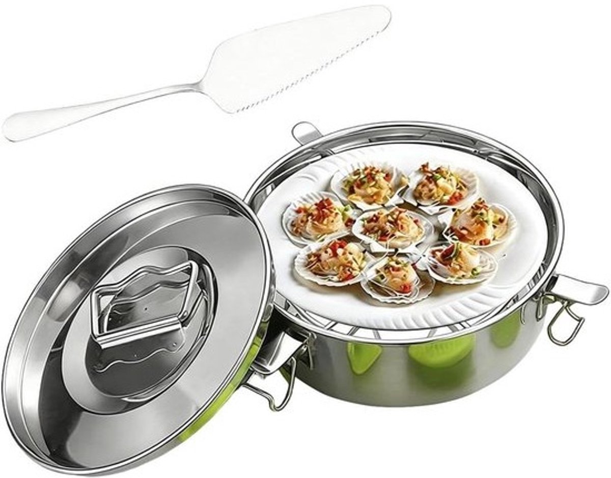 Roestvrijstalen Stoominzet - Demper Inzetstuk - Gezond Koken - Gelijkmatige Warmte - 19 x 7.5 cm - Zilverkleurig