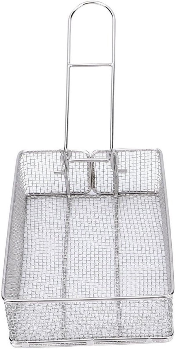 Frituurmand - Zeefmand Keuken - Frituren Groenten - Efficiënte Olieafvoer - 200x130x70mm - Zilver