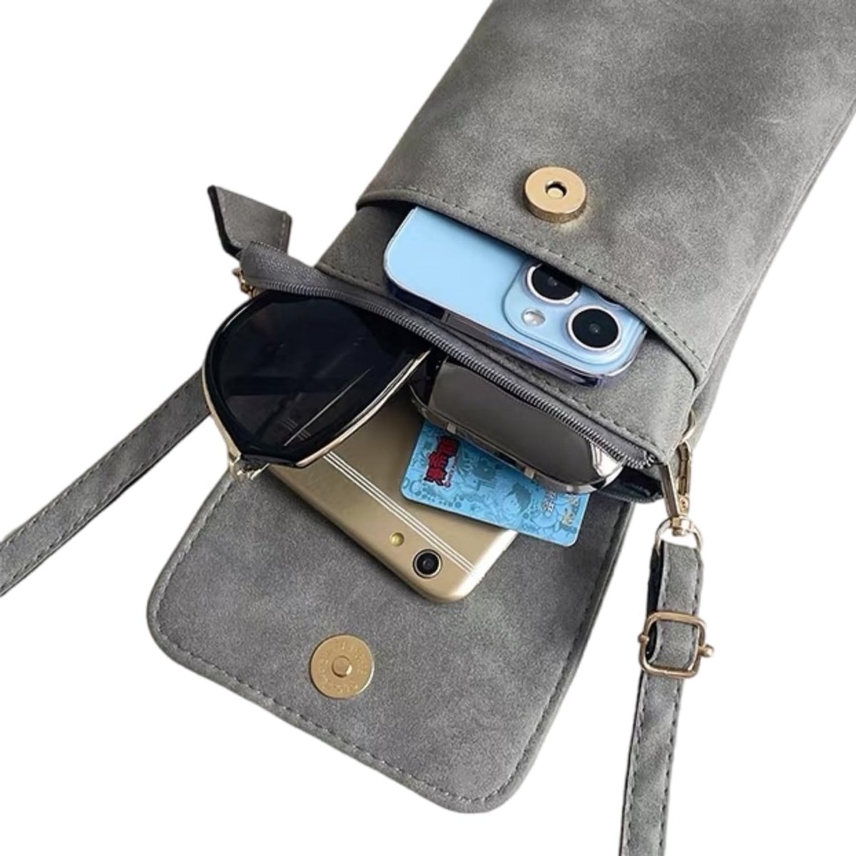 Schoudertas Portemonnee Telefoon Zak, Mini Handtas PU Lederen Zakje Vrouwen, Universele Mobiele Telefoon Tas Schoudertas Reizen Schouderriem