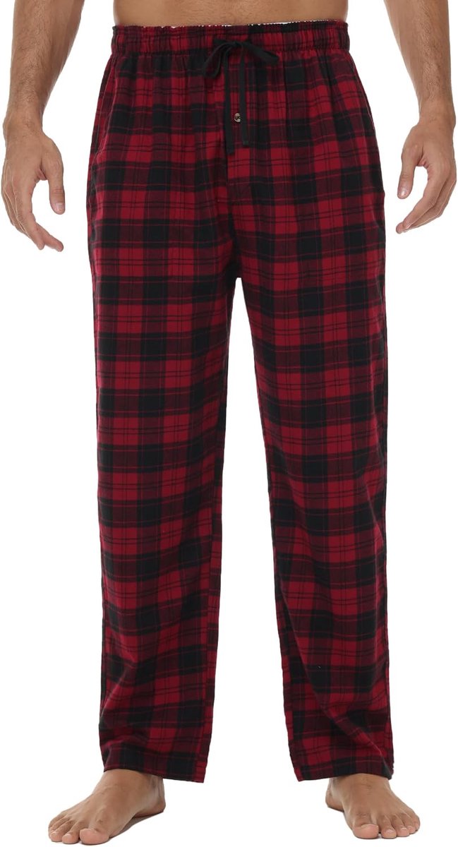 Pyjamabroek voor heren, lange katoenen pyjamabroek voor heren, zacht, ademend, loungewear, pyjamabroek, zakken