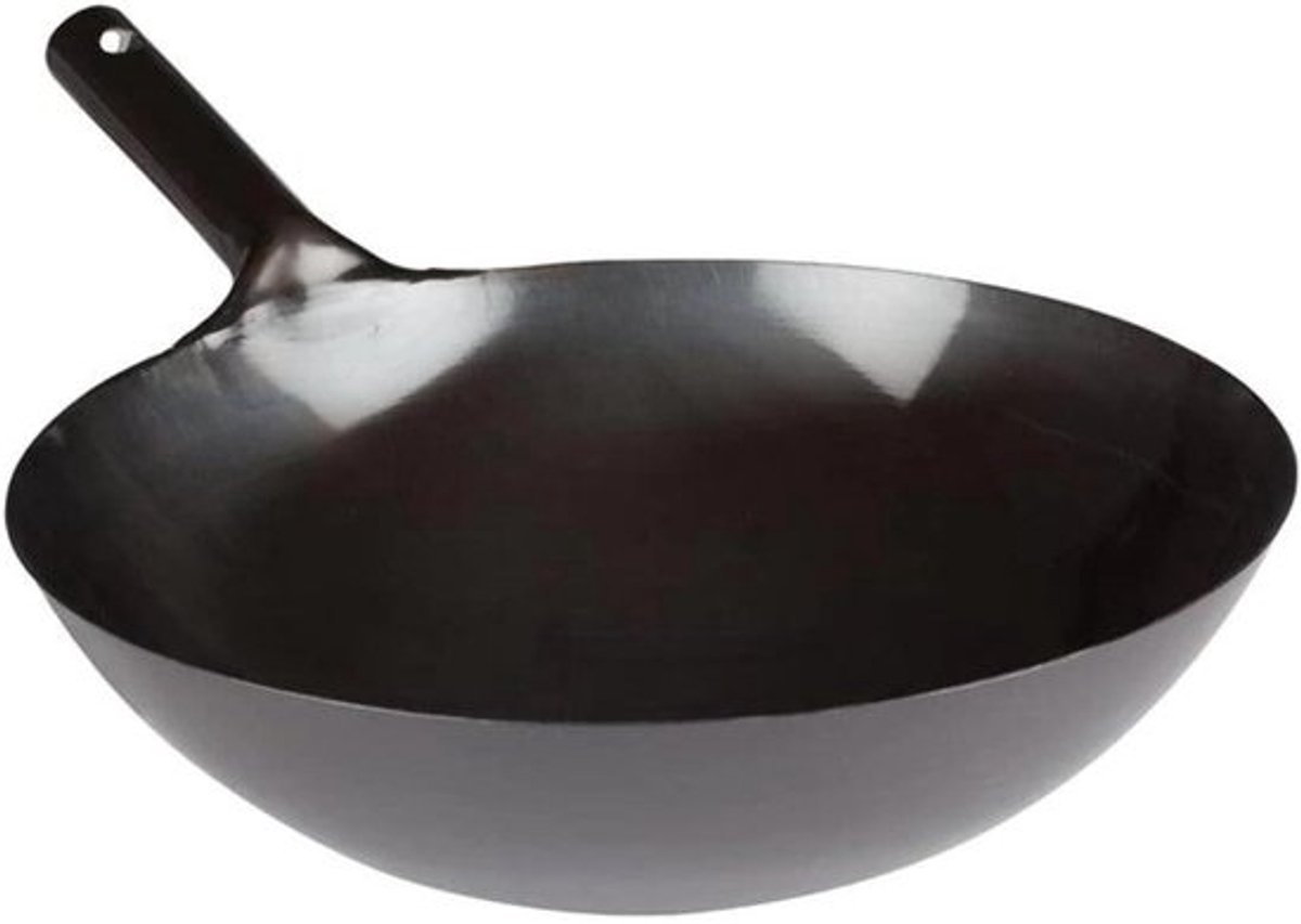 Chinese wok - Roerbakpan - Lekker koken - Geïntegreerde handvatten - 16 inch - Zwart