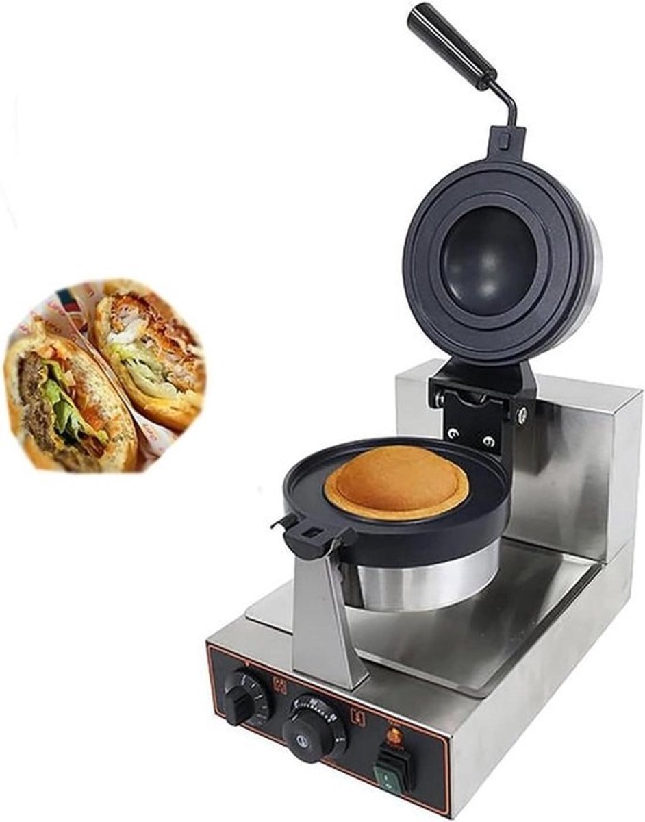 Burger Wafelijzer - Panini Grill - Snel Bakken - Dubbelzijdig Verwarmen - 38x25x30 cm - Zilver