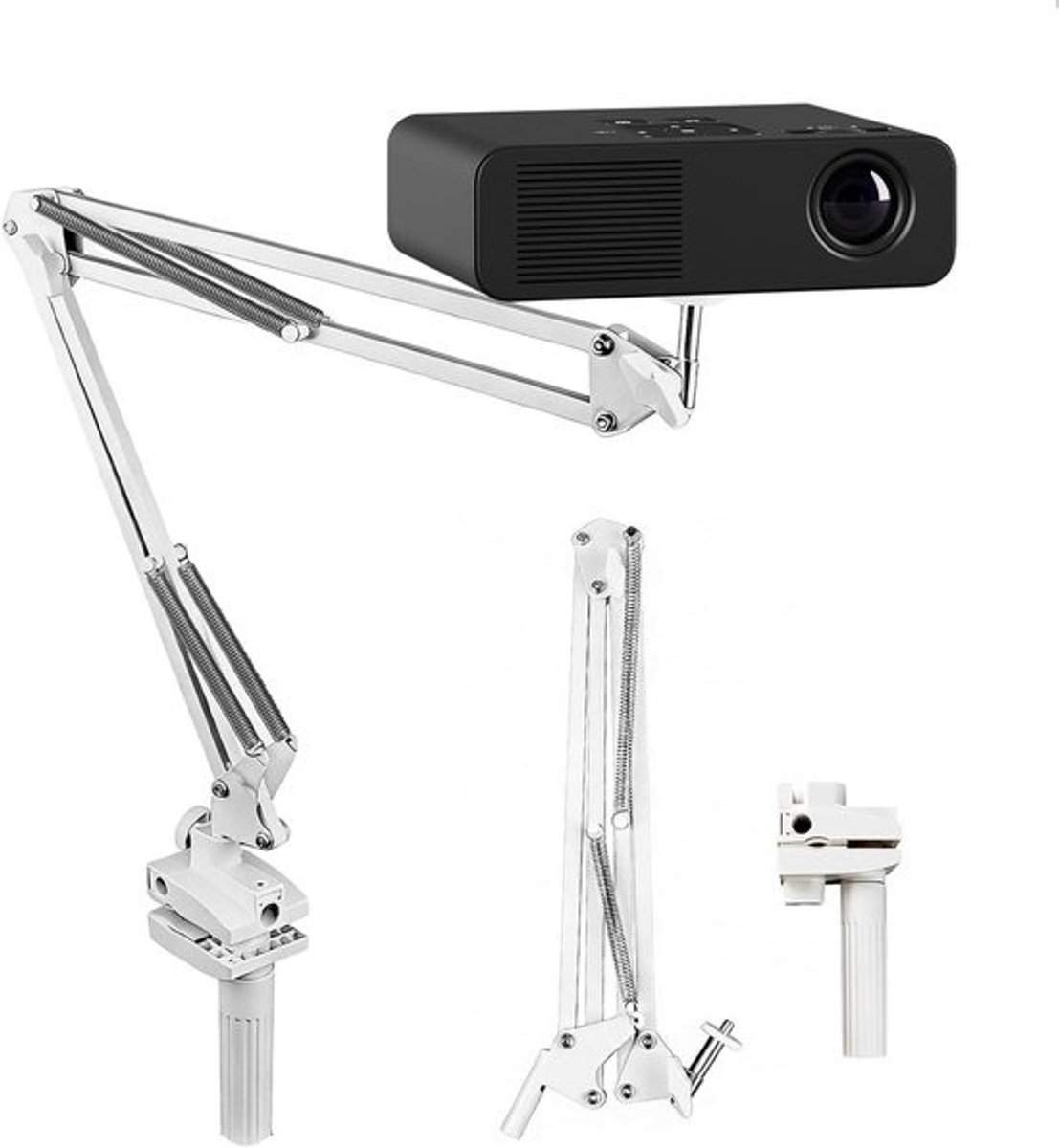 Opvouwbare Projectorhouder - Verstelbare Beamerstandaard - Thuisbioscoop Inrichten - 360 Graden Rotatie - 35 x 35 cm - Wit
