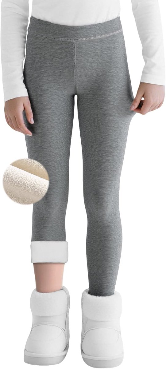 Leggings met fleecevoering Lange broek Kinderen Katoenen leggings Winterbroeken Hoge taille Eenkleurige thermobroek Winter Warme dikke thermoleggings voor 6-14 jaar
