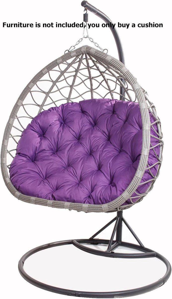 Kussen voor hangstoel, 130 x 100 cm, kussen, schommelkussen, kussen voor hangmand, hangstoel, kussen, hangmand, schommelmand, rugkussen (paars)