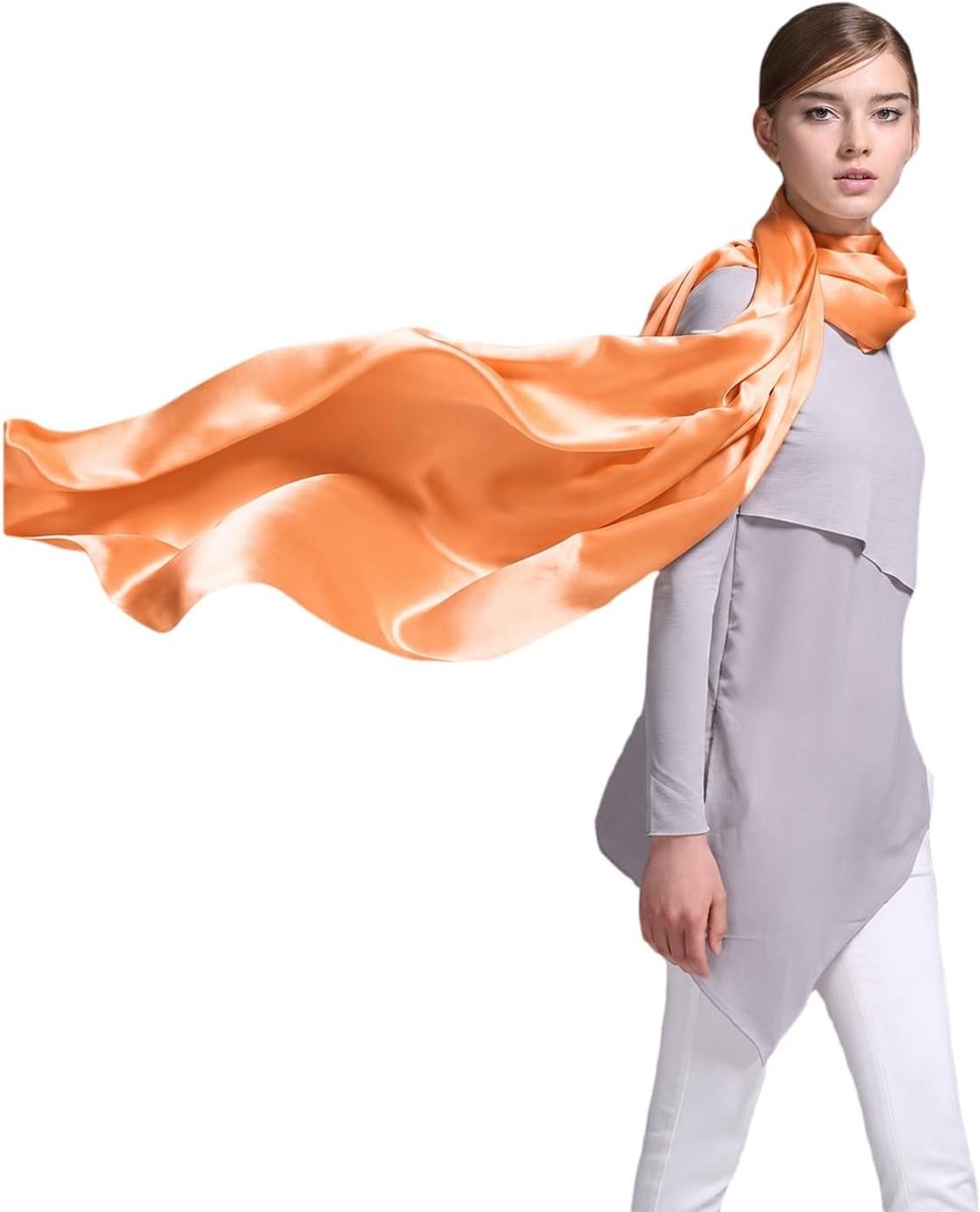 Dames avondkleding lange zijden sjaal effen kleur