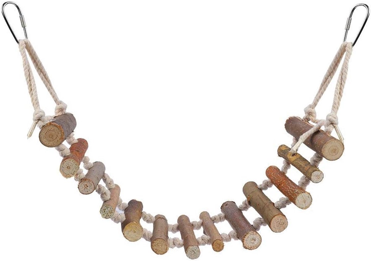 Natuurlijke Vogeltouwladder Hangende Brug Zitstokken Schommel Huisdierkooi Hangmat Schommel Kooi Accessoires Decoratief, Bruin