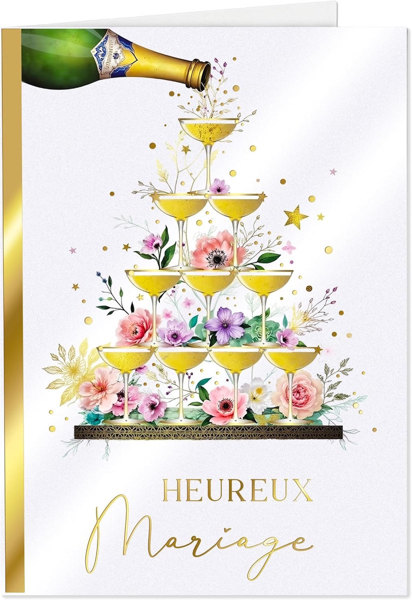 Coon Briefpapier Elegante bruiloftskaart - bruiloftskaart met premium papieren envelop en echte waszegel - 17 x 11,5 cm